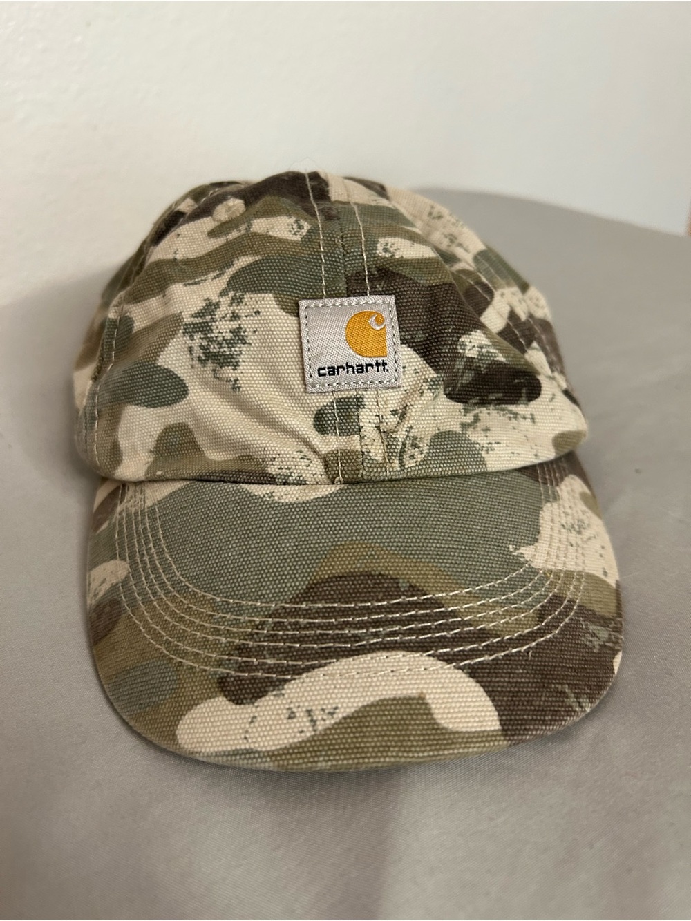 Infant Carhartt Camo Cap in Green and Tan with Logo Patch